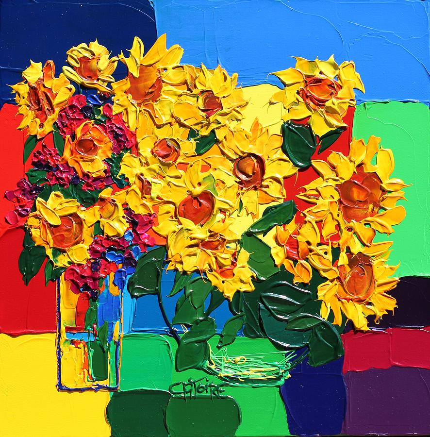 Sunflowers bouquet Painting by Valerie Catoire