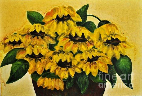 Still Life Painting - Sunflowers Day Later by Teresa Wegrzyn