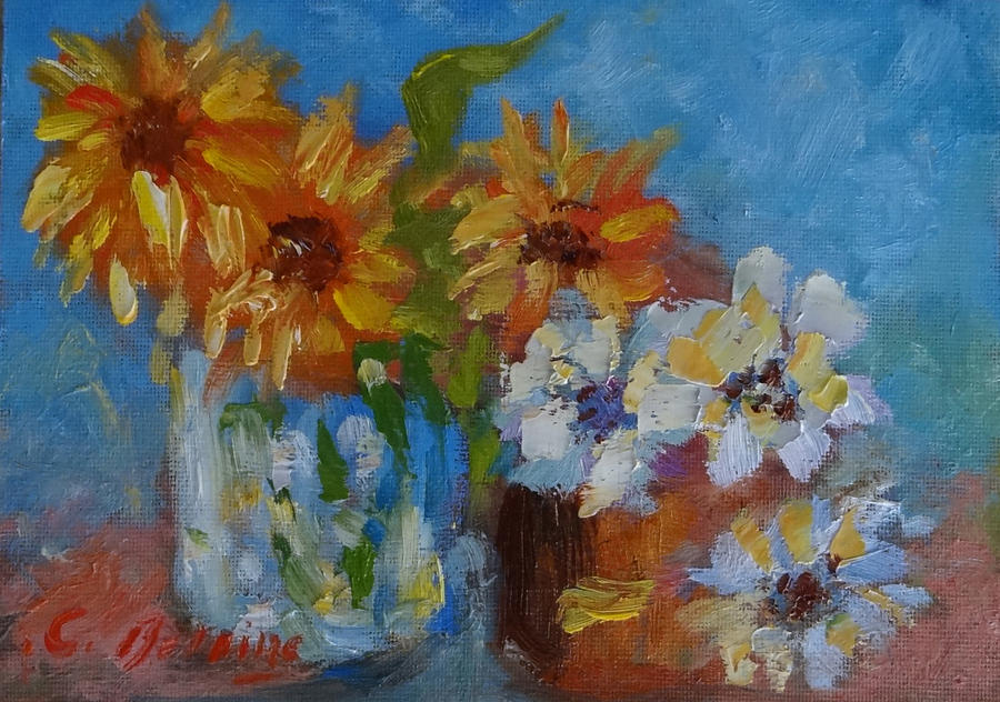 Sunflowers for Liz Painting by Carol Berning