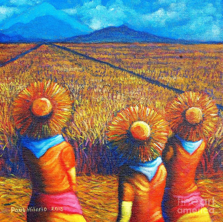 Rice Painting - Sunflowers II by Paul Hilario