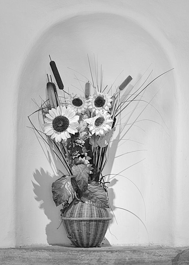 Sunflower Photograph - Sunflowers in a basket by Alexandra Till