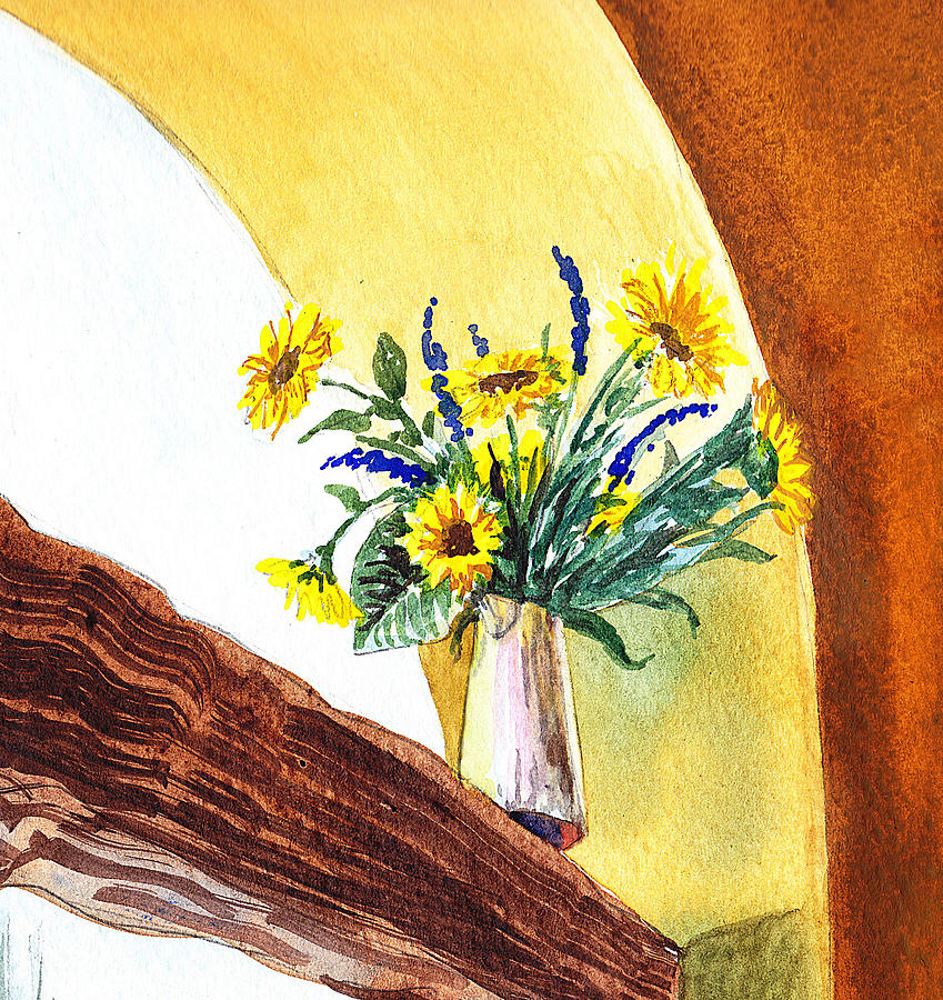 Sunflowers In A Pitcher Painting by Irina Sztukowski