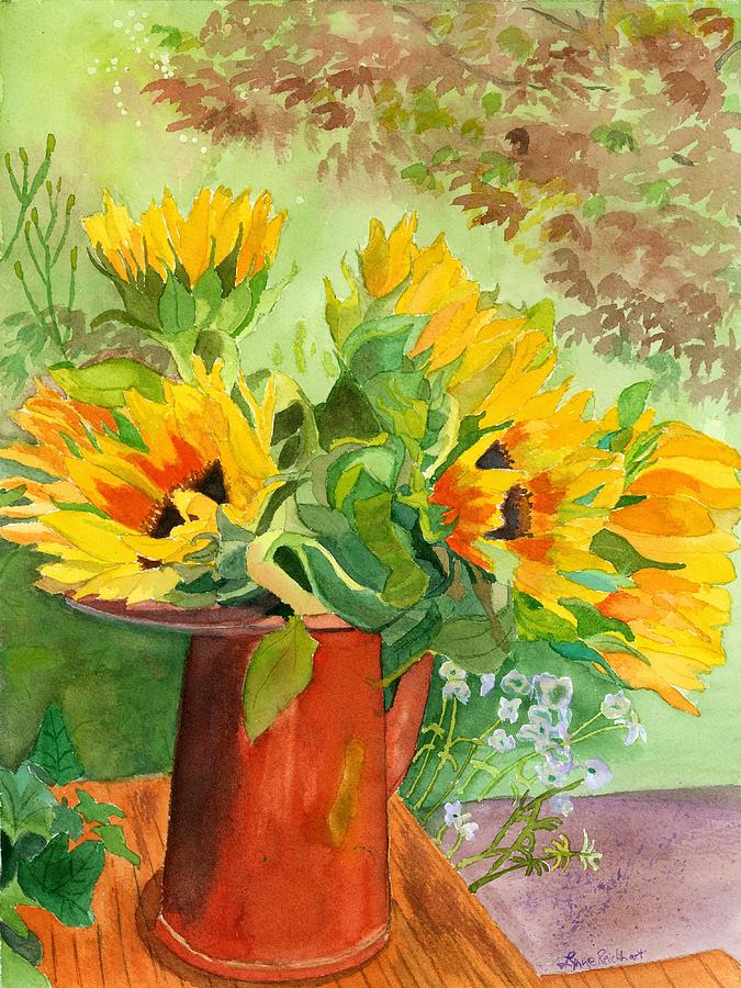 Sunflowers in Copper Painting by Lynne Reichhart