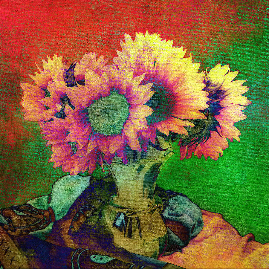 Sunflowers in Green Vase Photograph by Sandra Selle Rodriguez
