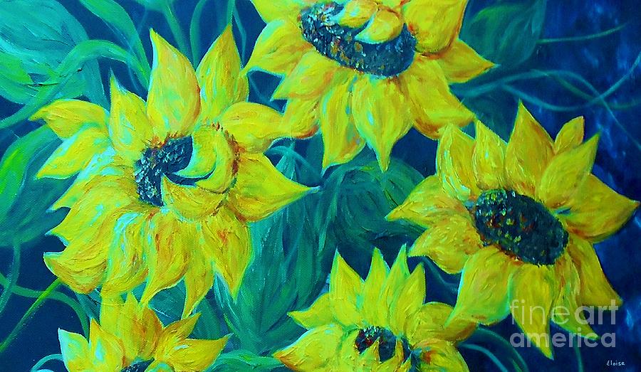 Sunflowers in the Early Morning Light Painting by Eloise Schneider Mote