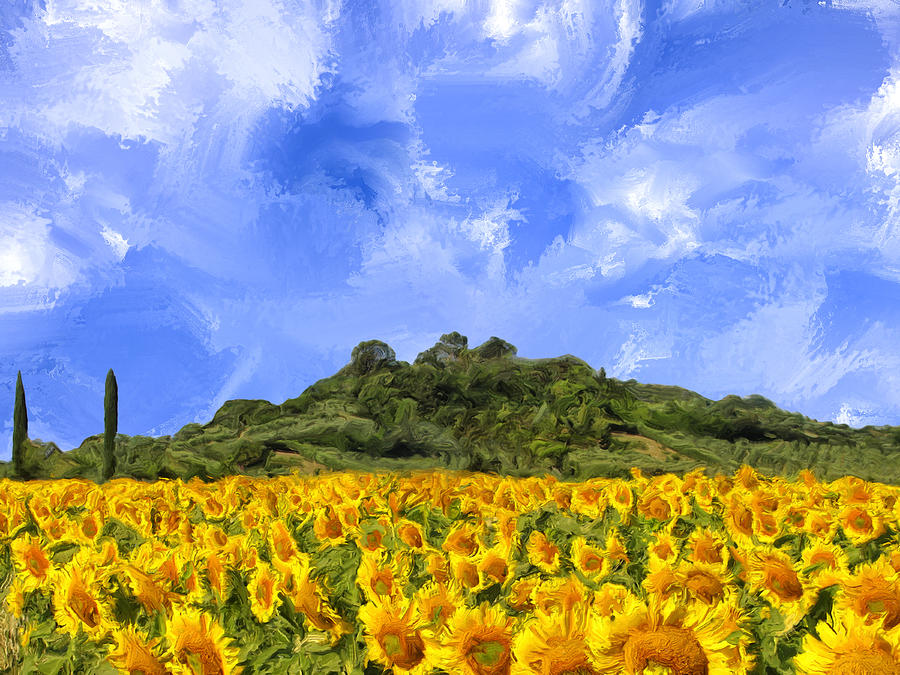 Sunflowers in Tuscany Painting by Dominic Piperata