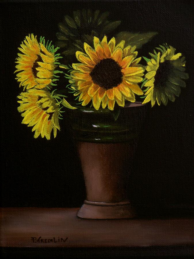 Flower Painting - Sunflowers In Vase by Paul Tremlin