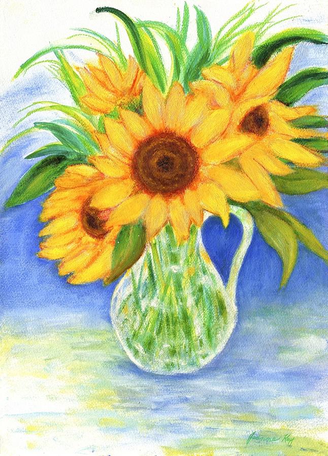 Sunflowers Painting by Jeanne Juhos