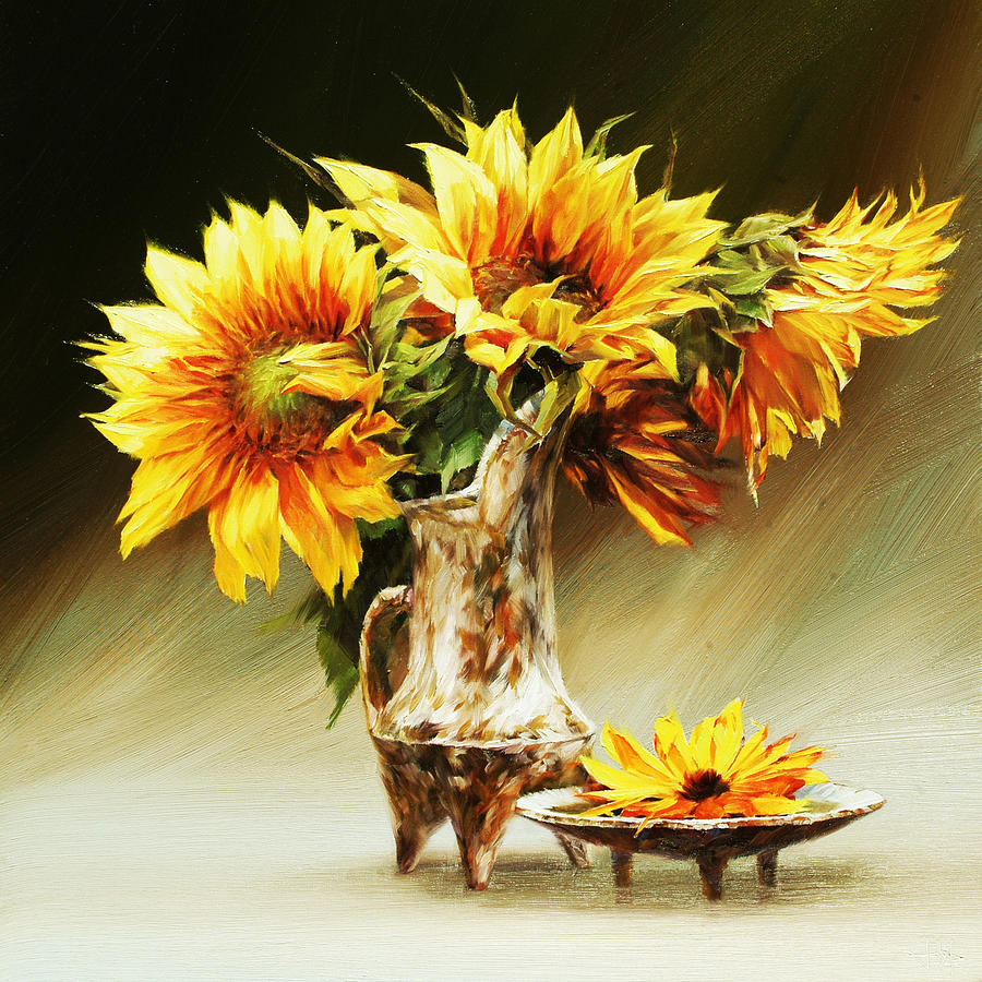 Sunflowers Painting by Jihong Shi - Fine Art America