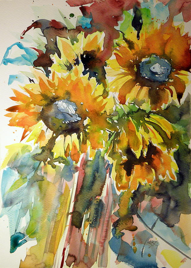 Sunflowers Painting by Kovacs Anna Brigitta