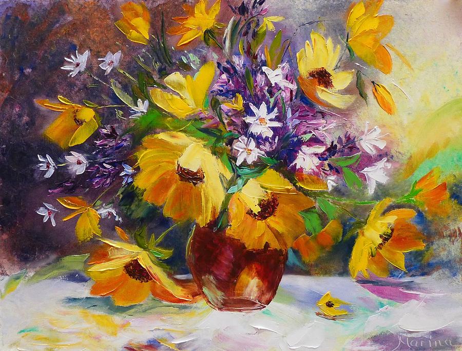 Sunflowers Painting by Marina Wirtz
