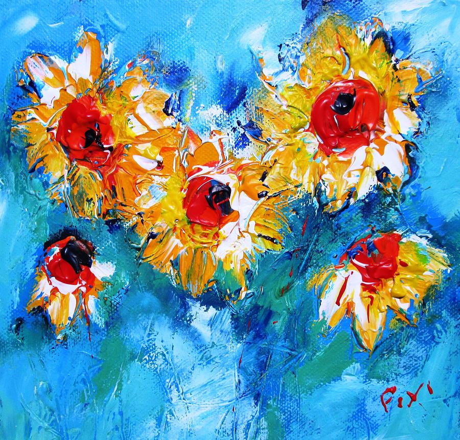 Sunflowers Painting Painting by Mary Cahalan Lee - aka PIXI