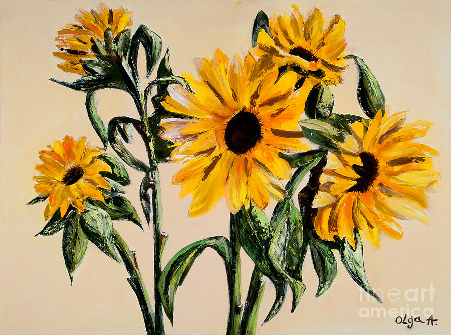 Flower Painting - Sunflowers by Olga Alexeeva