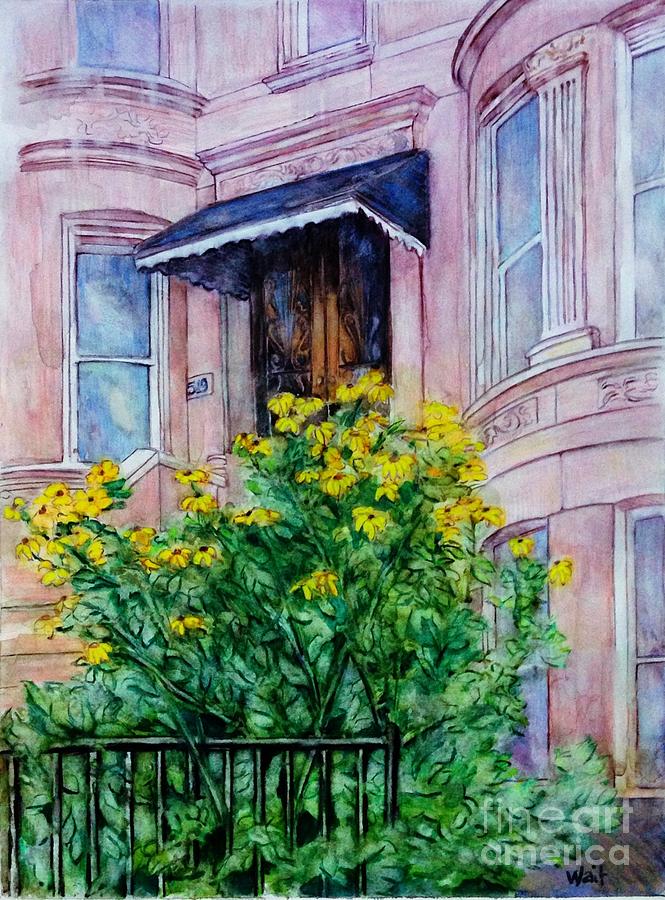 Sunflowers on 9th Street Painting by Nancy Wait