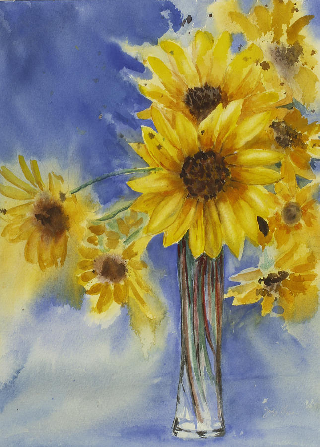 Sunflower Painting - Sunflowers Picked Today by Judy Loper