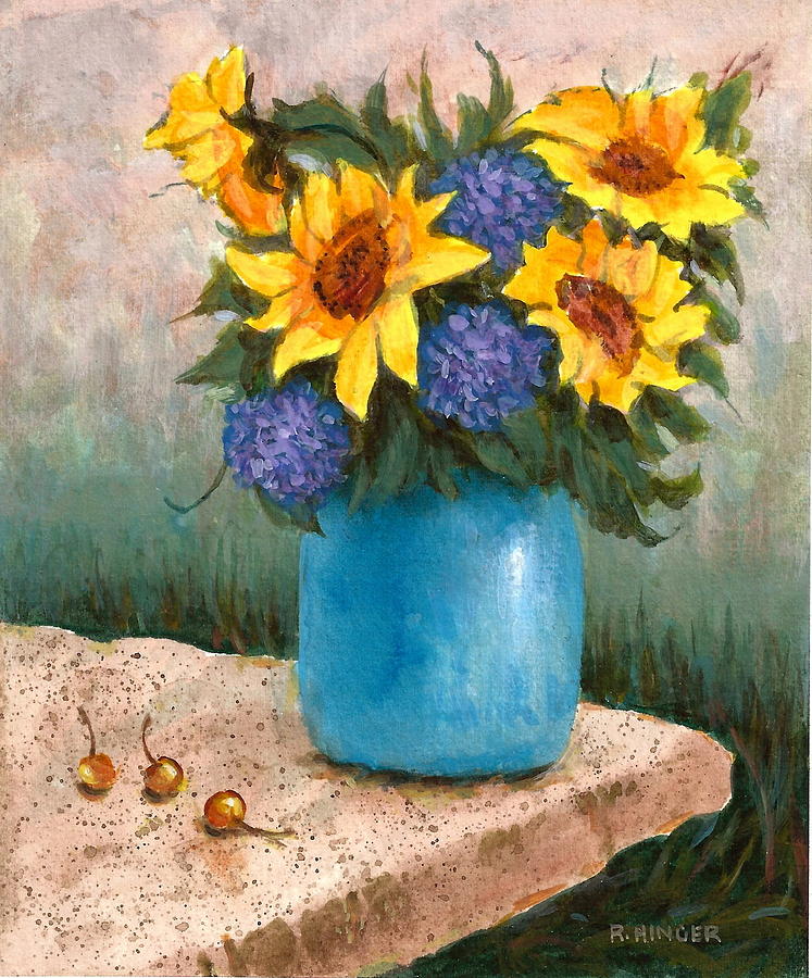Sunflowers Painting by Richard Hinger