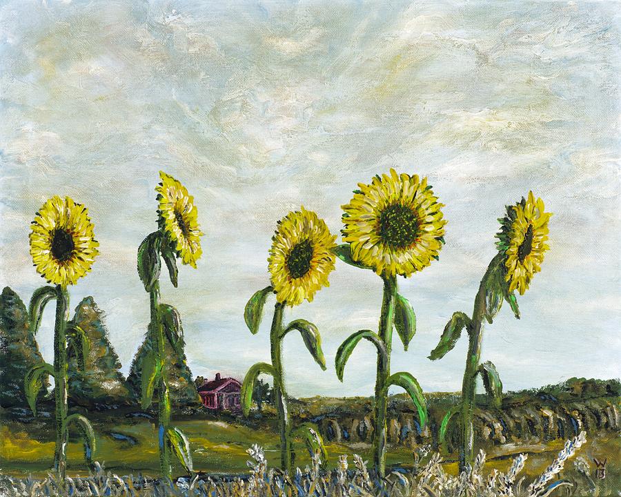 Sunflowers Painting by Richard Wandell