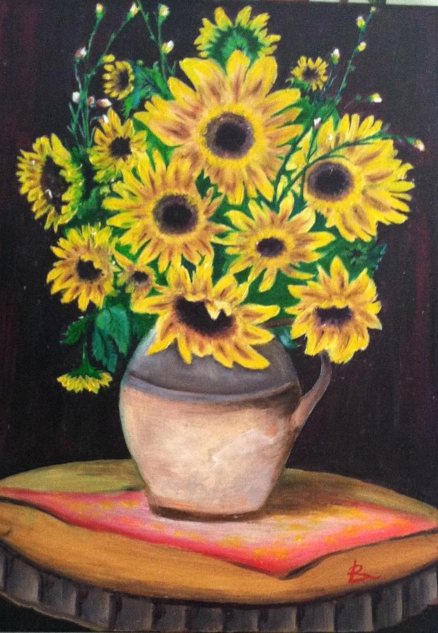 Sunflowers Painting by Ryszard Ludynia