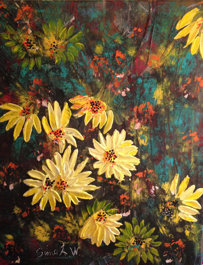 Sunflowers Mixed Media by Sima Amid Wewetzer