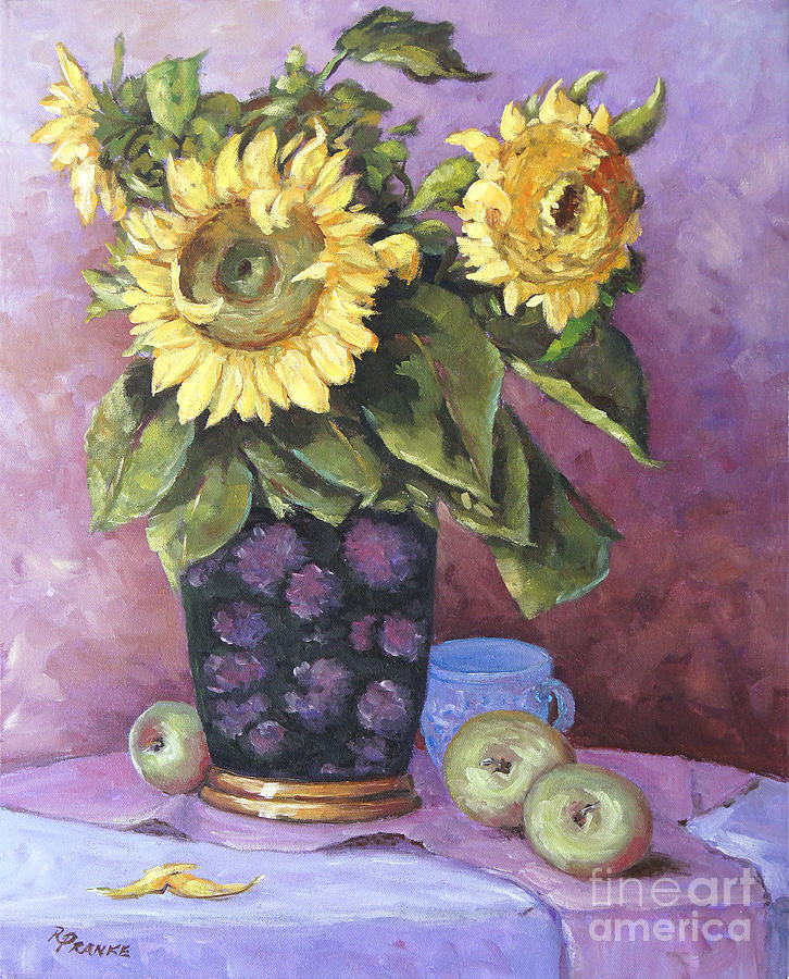Sunflowers Study by Prankearts Painting by Richard T Pranke