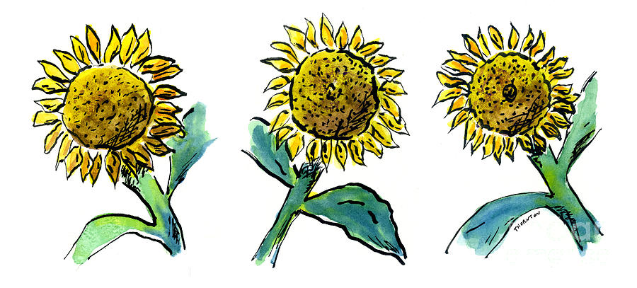 Sunflowers Trio Painting by Diane Thornton