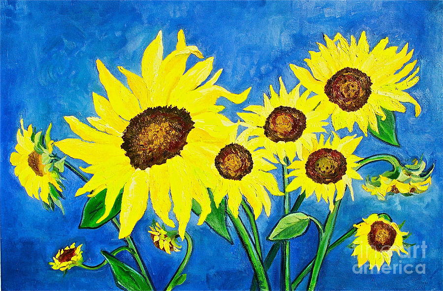 Banff National Park Painting - Sunflowers by Virginia Ann Hemingson