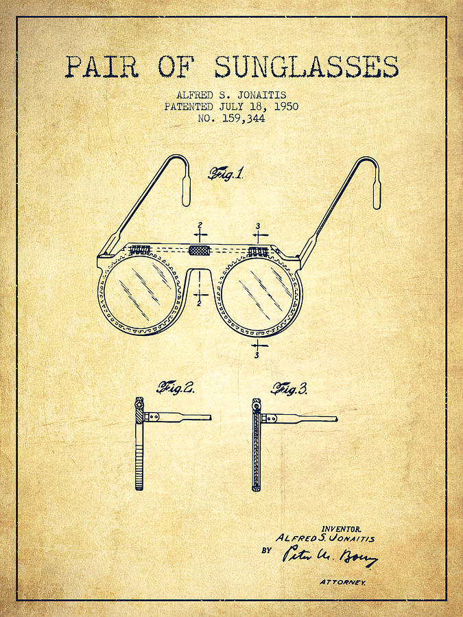 Vintage Digital Art - Sunglasses patent from 1950 - Vintage by Aged Pixel