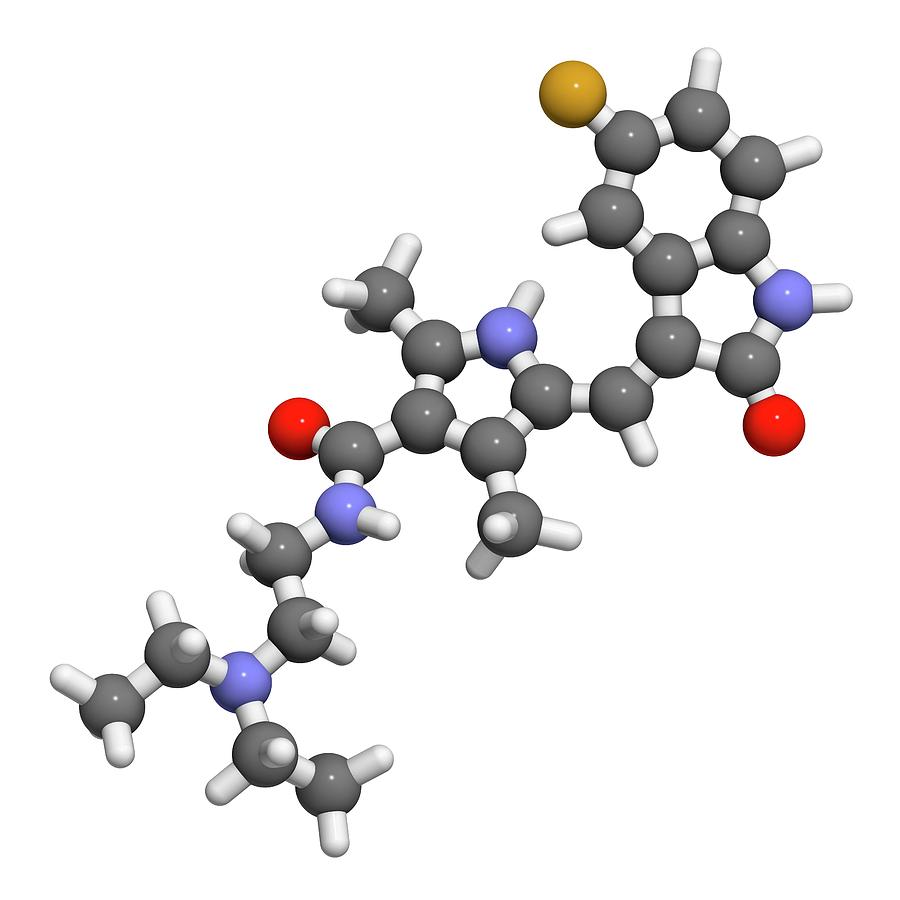 Sunitinib Photograph - Sunitinib Cancer Drug Molecule by Molekuul