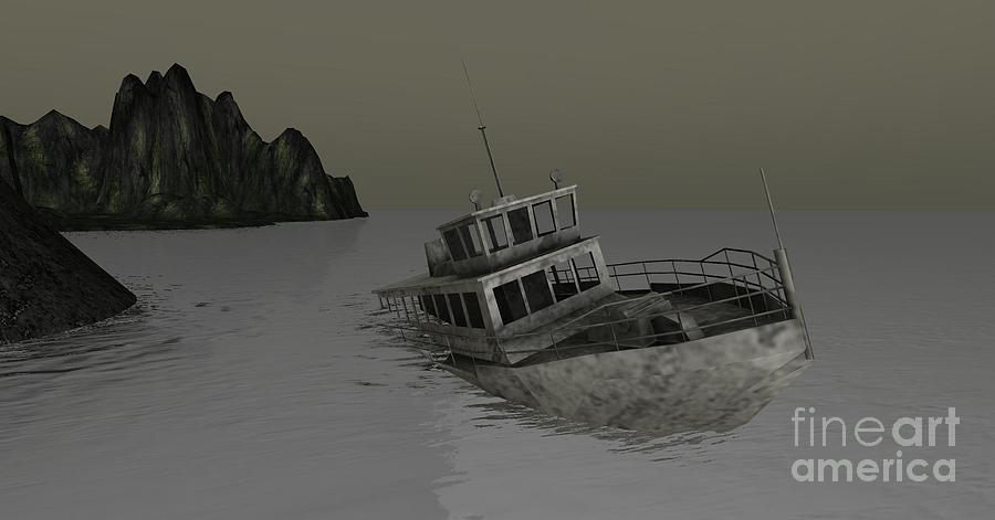 Sunken boat Digital Art by Susanne Baumann