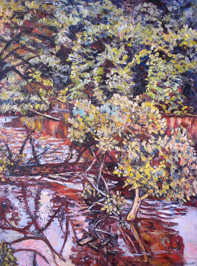 Sunken Tree on the Little River Painting by Kendall Kessler