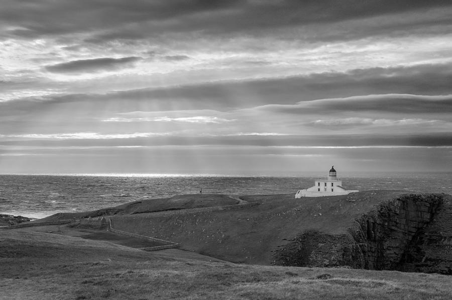 Sunlight at Stoer Lighthouse BW version Photograph by Gary Eason