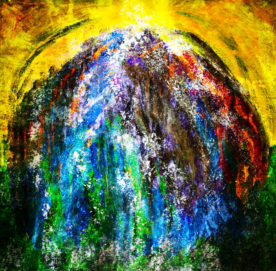 Sunlight Beyond the Waterfall Painting by Marie Jamieson