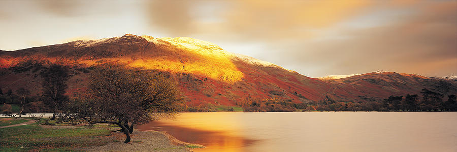 Nature Photograph - Sunlight On Mountain Range, Ullswater by Panoramic Images