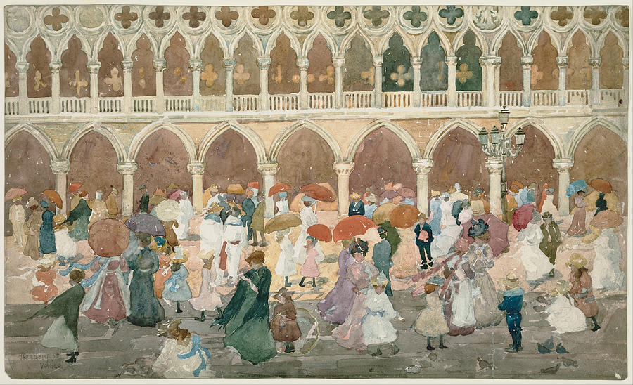 Sunlight on the Piazzetta Painting by Maurice Prendergast