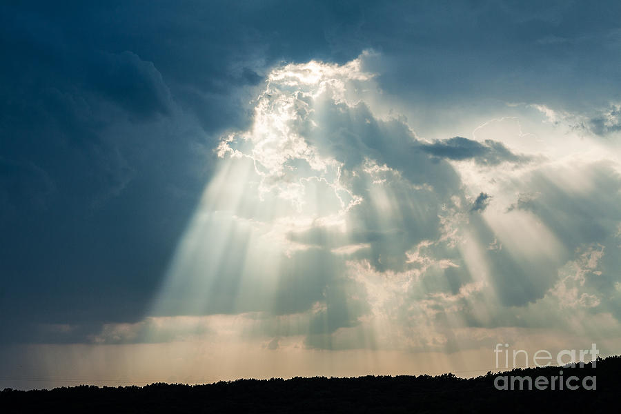 Sunlight Streaming Photograph - Sunlight Through the Clouds by Terri Morris