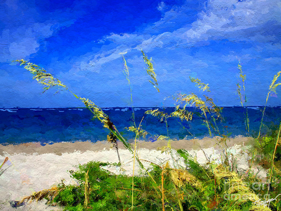 Beach Digital Art - Sunlit Beachgrass by Anthony Fishburne