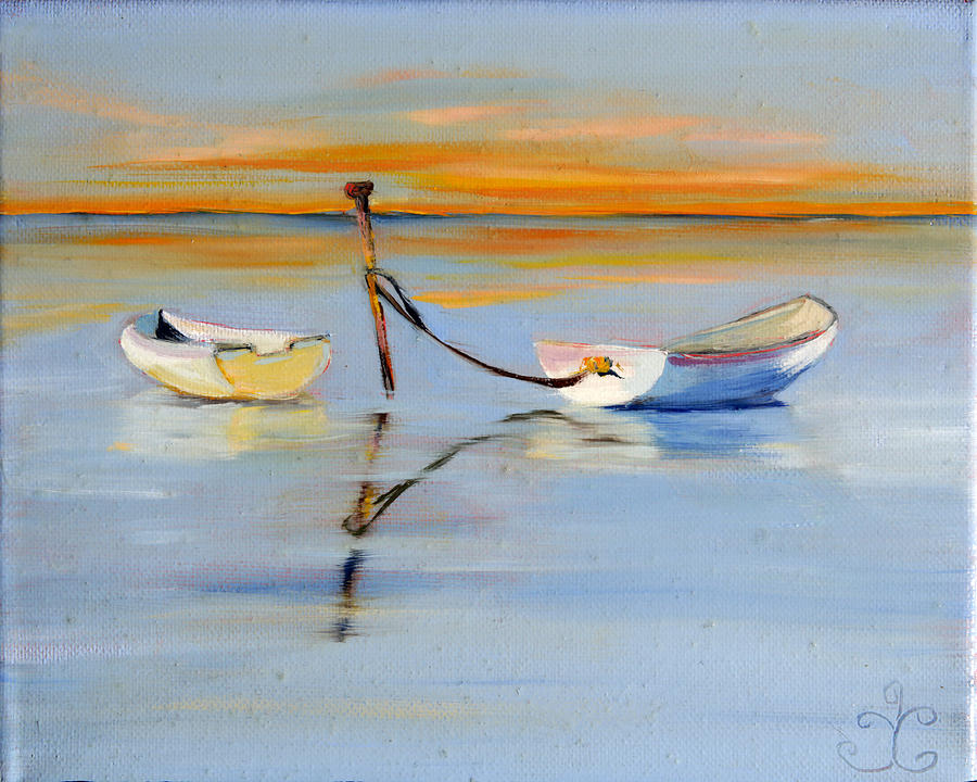 Sunlit Boats Painting by Trina Teele