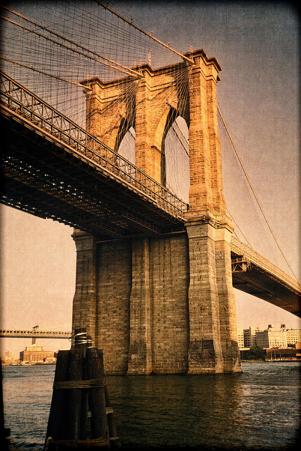 Brooklyn Bridge Photograph - Sunlit Brooklyn Bridge by Joann Vitali
