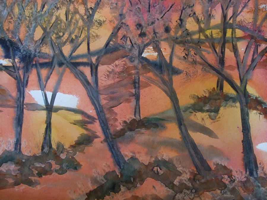 Sunlit Forest Painting by Kim Shuckhart Gunns