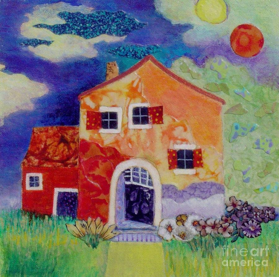 Cottage Mixed Media - Sunlit House by Susan Minier