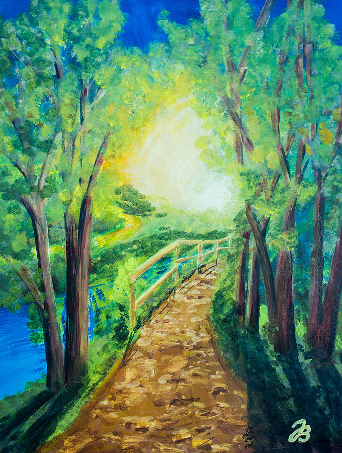 Sunlit Path Painting by Jutta Bluehberger | Fine Art America