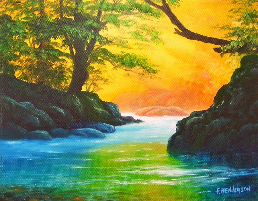 Sunlit Painting - Sunlit Stream by Francine Henderson Sunlit Painting - Sunlit Stream by Francine Henderson