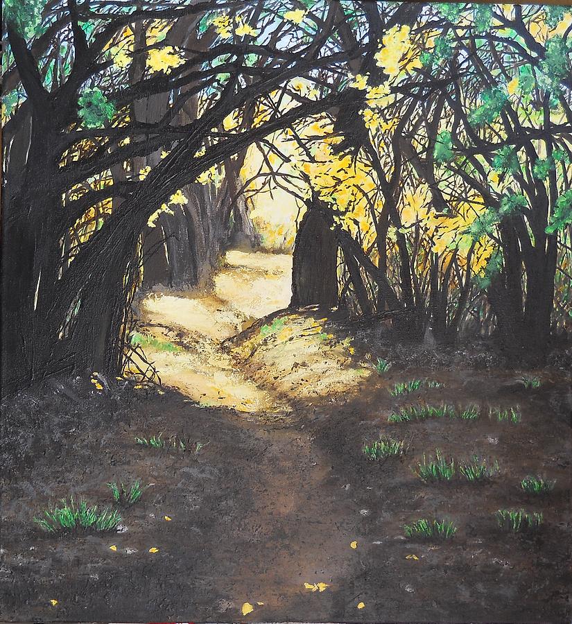 Sunlit Trail Painting by Susan M Woods