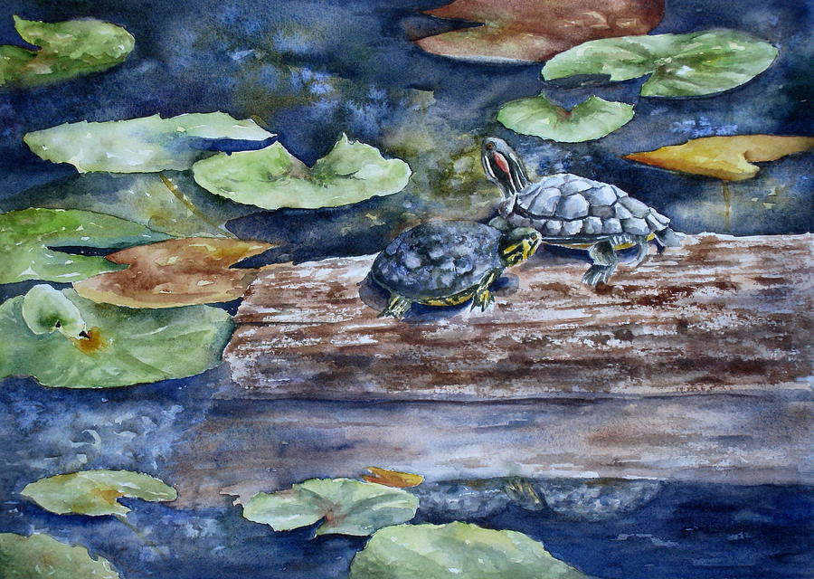 Sunning Sliders Painting by Mary McCullah