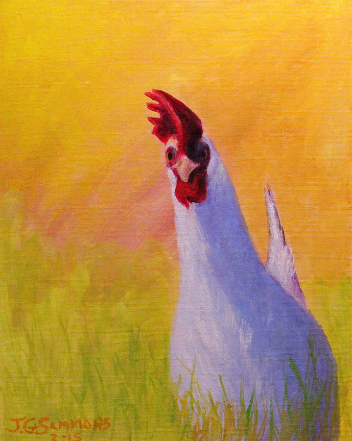 Sunny Chicken Painting by Janet Greer Sammons