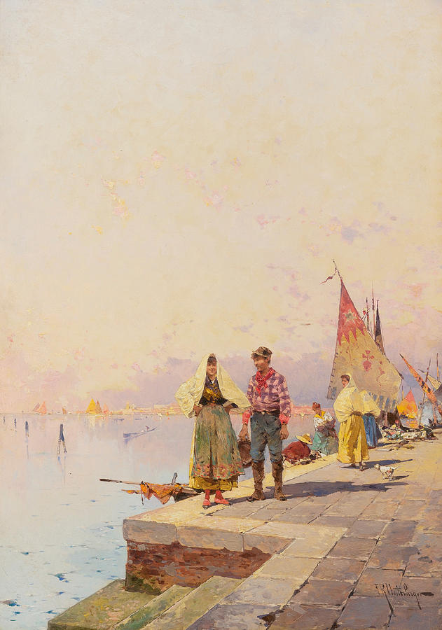 Sunny day in Venice Painting by Franz Richard Unterberger