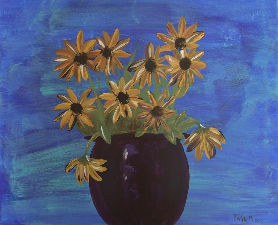 Sunny Day Sunflowers Painting by Tatum Chestnut