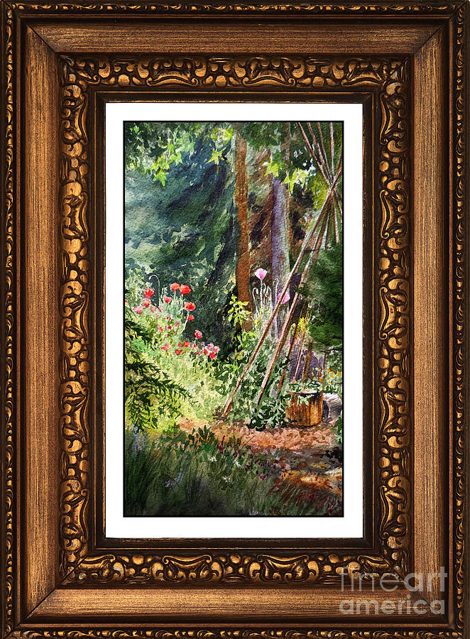 Sunny Garden In Vintage Frame Painting by Irina Sztukowski