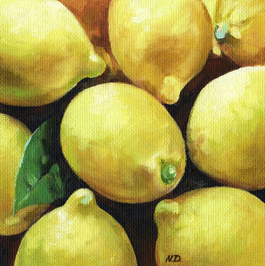 Lemon Painting - Sunny Lemons by Natasha Denger