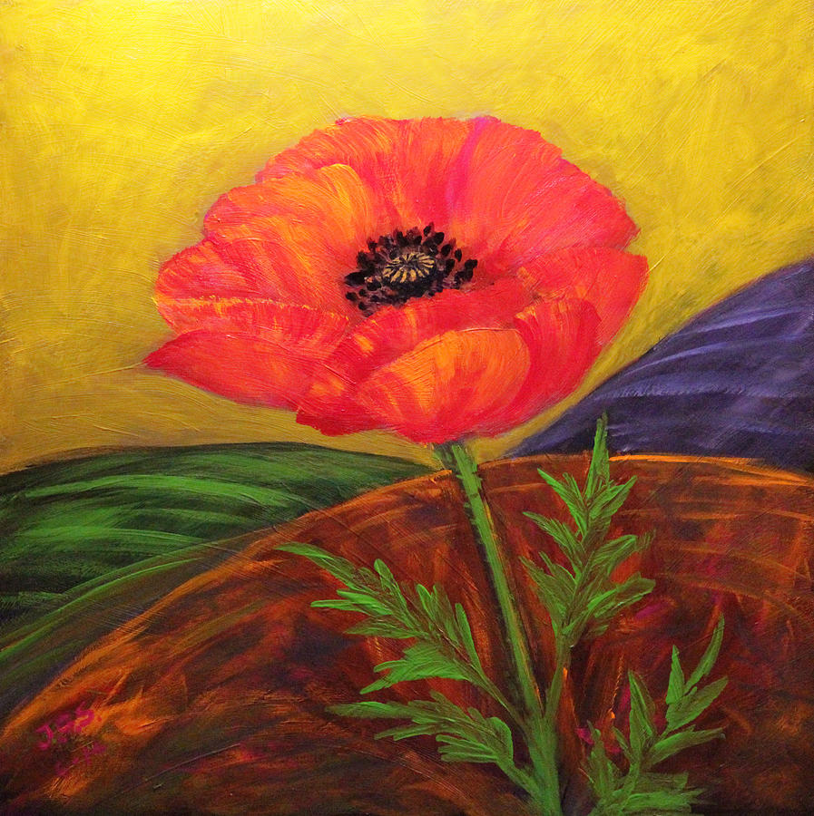 Sunny Poppy Painting by Janet Greer Sammons
